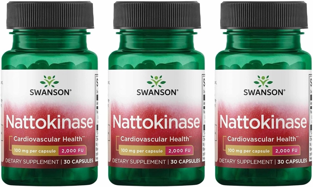 Swanson Nattokináza 2000 Fibrinolytické jednotky 100 miligramů 30 tobolek enzym (3 balení)