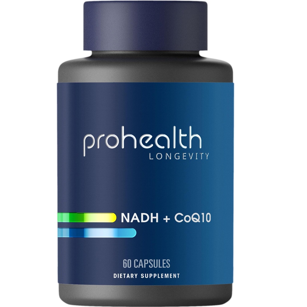 ProHealth NADH + CoQ10 - Zvýšení NAD + PHARMAN 124; 60 Day Supply PHARMAN 124; Pure NADH 25 mg, CoQ10 100 mg PHARMAN 124; 60 Acid Resistant Capsules 124; Energy GARMAN 124; Focus PHARMAN 124; ATP Production