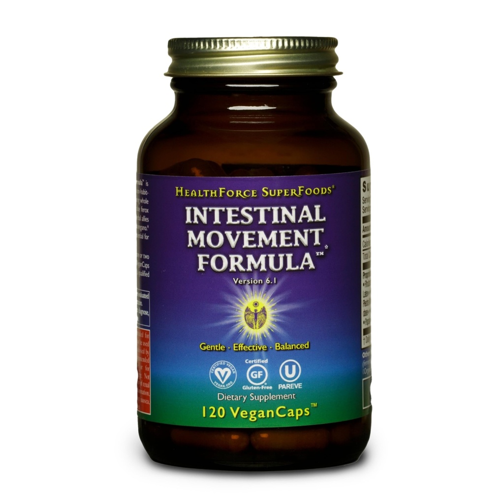 HEALTHFORCE SUPERFOODS střevní pohyb Formule - Přírodní laxativní podporuje Bowel Regularita - All- Natural Digestion Dodatek k podpoře zácpy - Gluten- Free & Vegan - 120 Kapsle