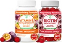 Lunakai Vitamin E a Biotin Gummies Bundle - 3000 mcg Gummies pro dospělé Energetická podpora a zdraví kostí - Vitamíny pro vlasy, kůže a mladistvý vzhled