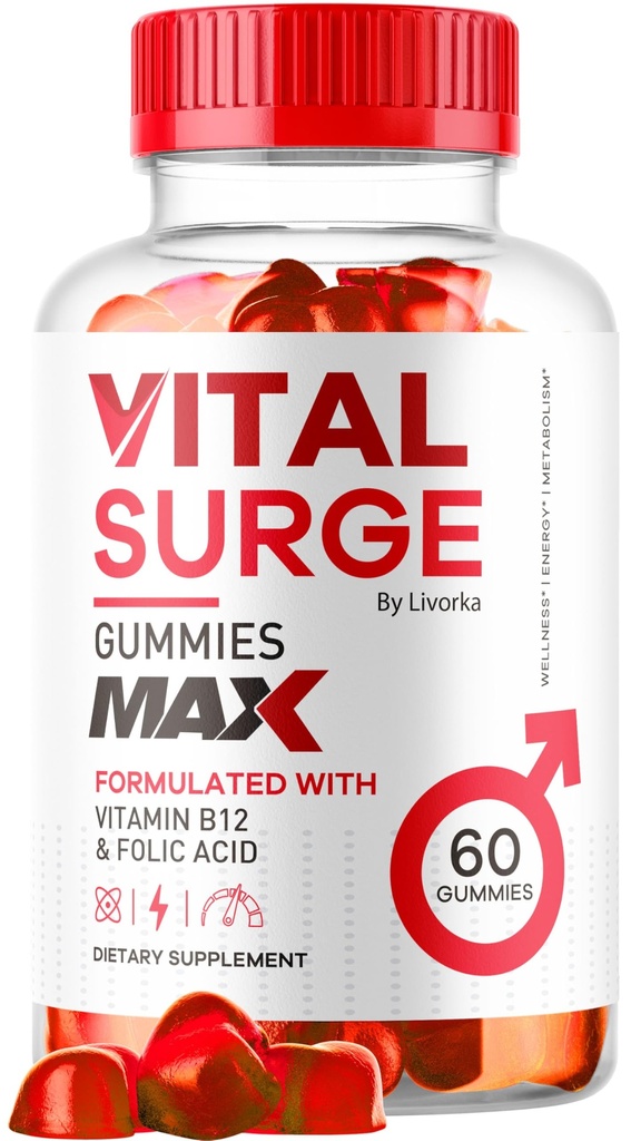Vital Surge - Vital Surge pro muže Gummies, Vital Vita Surge Max Maximální síla 1050 MG, VitalSurge Supplement Support Gummy Advanced Formule, Premium Vitamin Gomitas (60 Gummies)