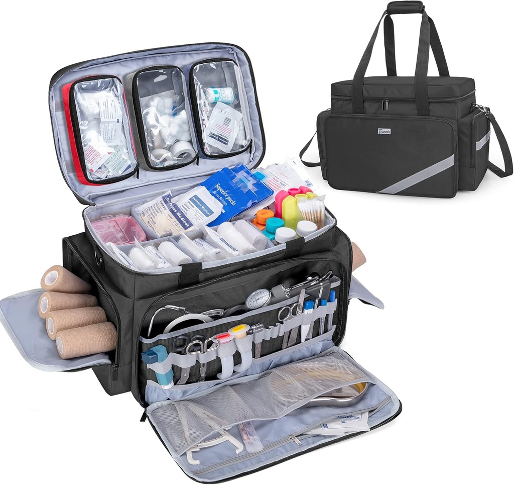 Trunab První pomoc Bag Prázdné, Profesionální lékařské Bag nouzový respondér Trauma Bag s vnitřní děliče a Anti- Slip Bottom, Ideální pro EMT, EMS, Záchranáři