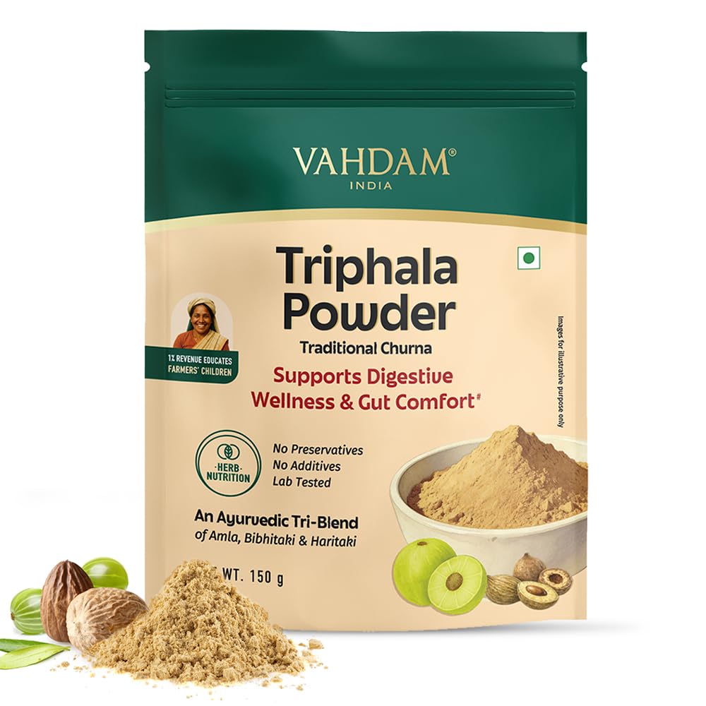 VAHDAM Triphala Powder 150g | Ayurvedic Tri-Blend of Amla, Bibhitaki & Haritaki | Supports Digestive Wellness & Gut Comfort | Non-GMO, Vegan | 50 Servings