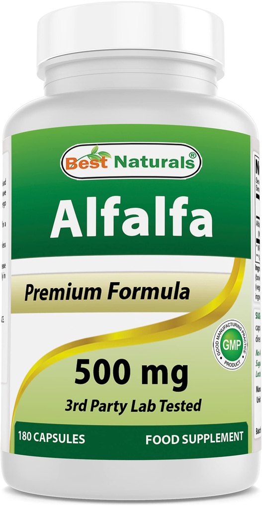 Nejlepší Naturals Alfalfa Green Super Food 500 mg 180 Kapsle (180 Počet balení po 1)