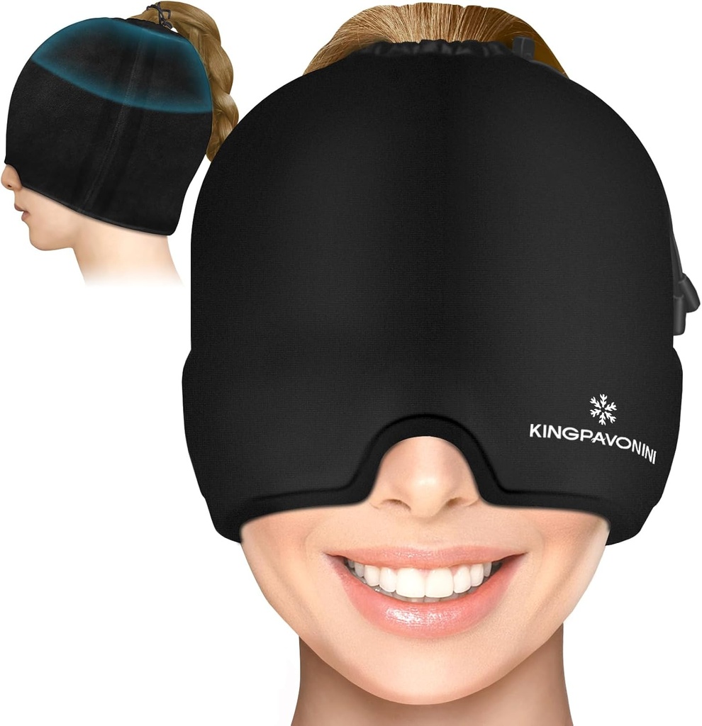 Gel Ice Migréna Bolest hlavy Relief Cap, Nastavitelná bolest hlavy Cap Migréna s Drawstring hodí všechny hlavy, Studený komprese Migréna Relief Cap pro napětí, Stres, Sinus, Puffy Eyes, Horká / studená terapie