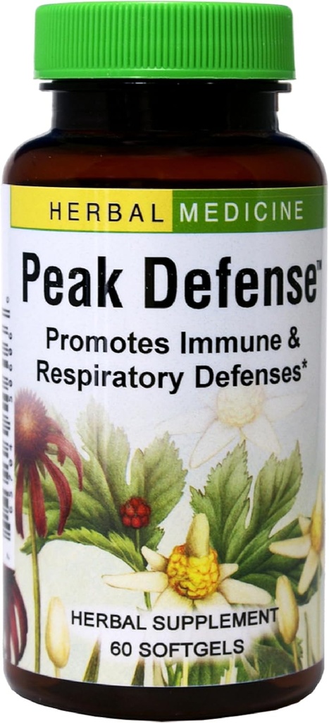 Byliny Etc. Peak Defense - Podpora zdravého dýchacího systému - Bylinný dodatek k podpoře imunitního zdraví - Vitality Supplement pro dospělé - Bezlepkové - 60 Softgels (60 Služeb)