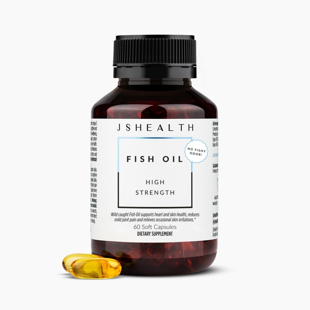 JSHealth Vysoká síla Omega33 Rybí olej 124; Wild- catched, Přítel moře Certified, 60 Kapsle