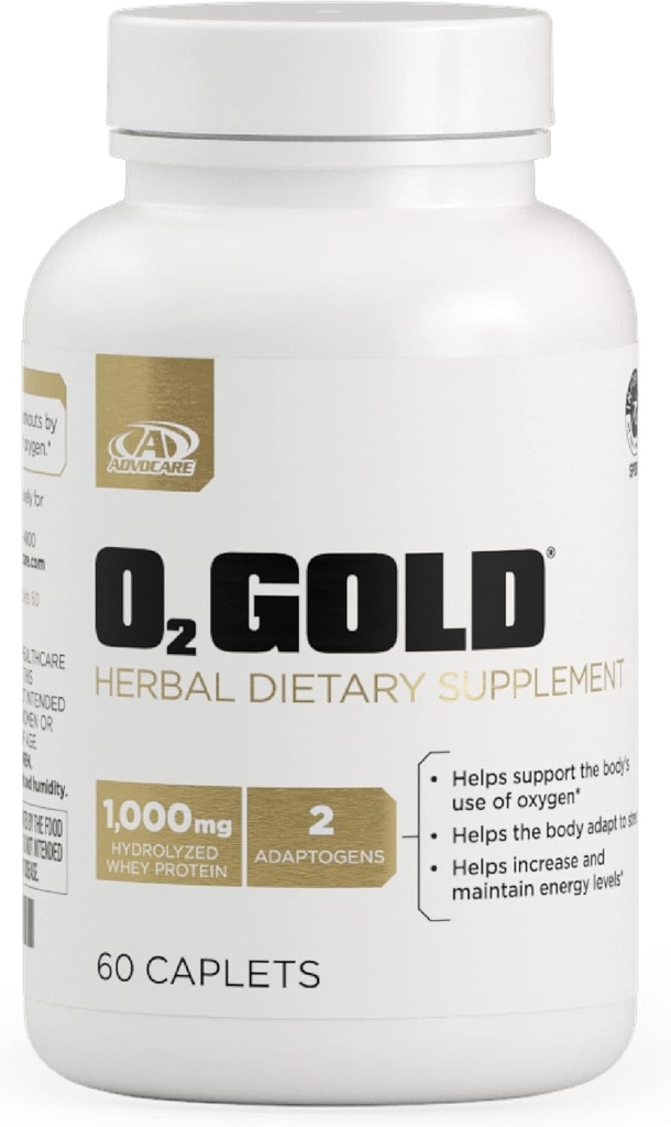 AdvoCare O2 Gold - Krevní kyslík dodatek s Rhoddiola Rosea Rosea Root & Hydrolyzované syrovátkové bílkoviny - Podporuje energii * - 60 kaplety