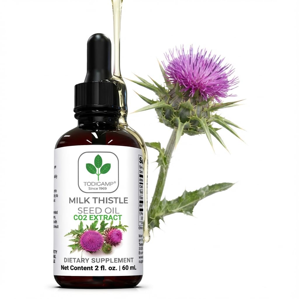Mléko Thistle Seed Oil Extract 2 fl oz - CO2 Liquid Mléko Thistle Extract - Bohaté na Silymarin, VIT E, zinek, Omegas, Tokoferoly - Sladká a příjemná chuť