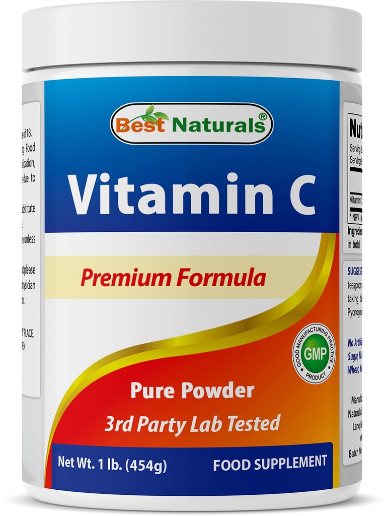 Nejlepší Naturals 100% čistý vitamin C prášek 1 LB (454 Grams) prášek (také nazývá askorbická kyselina)