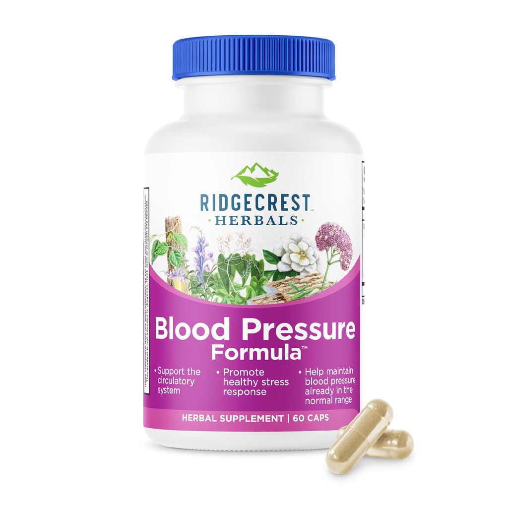 RidgeCrest Herbals Krevní tlak Bylinné Formule, 12 Byliny, Poria Houba, Gastrodia, Gardenia, pro srdce, Cévní, Circulation Health (60 Počet (balení po 1))