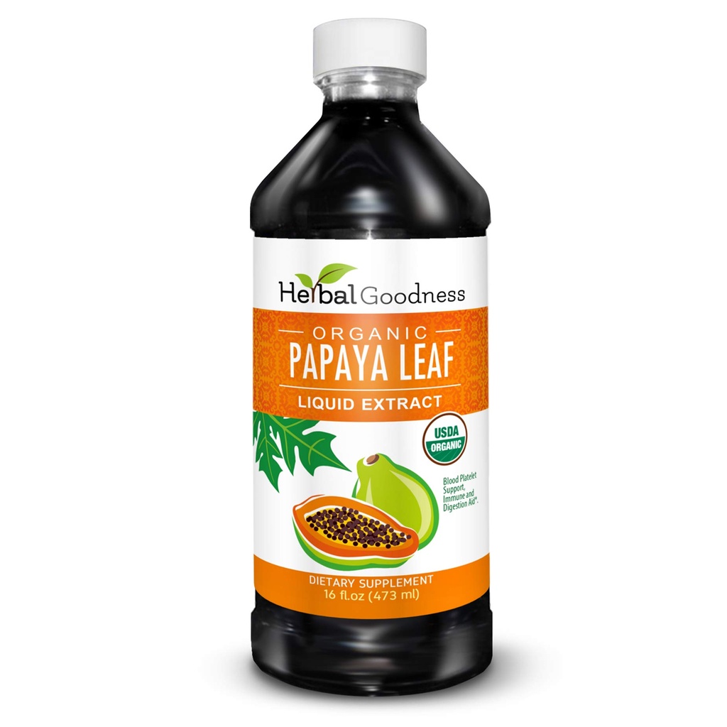 Herbal Bohemia Papaya Leaf Extract Platelet Support - 15X Blood Platelet Boost, Bone Marrow & Spleen Support, Imunity & Gut Health, Digestive Enzyme - Organic Kosher 16 oz Liquid Extract