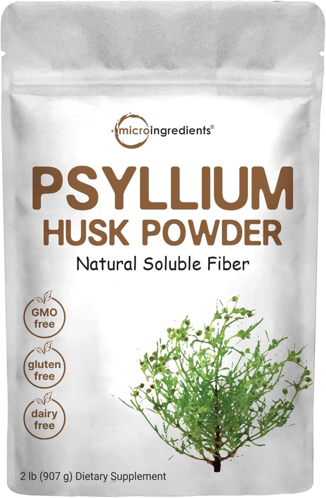Micro Ingredients Psyllium Husk Powder, 2lbs (329oz) CLAS124; Denní Soluble Fiber dodatek CLAS124; Indie Původ CLAS124; Přírodní Prebiotika & Probiotika CLAS124; Podporuje stravitelné zdraví CLAS124; Non- GMO, Keto Friendly, Vegan