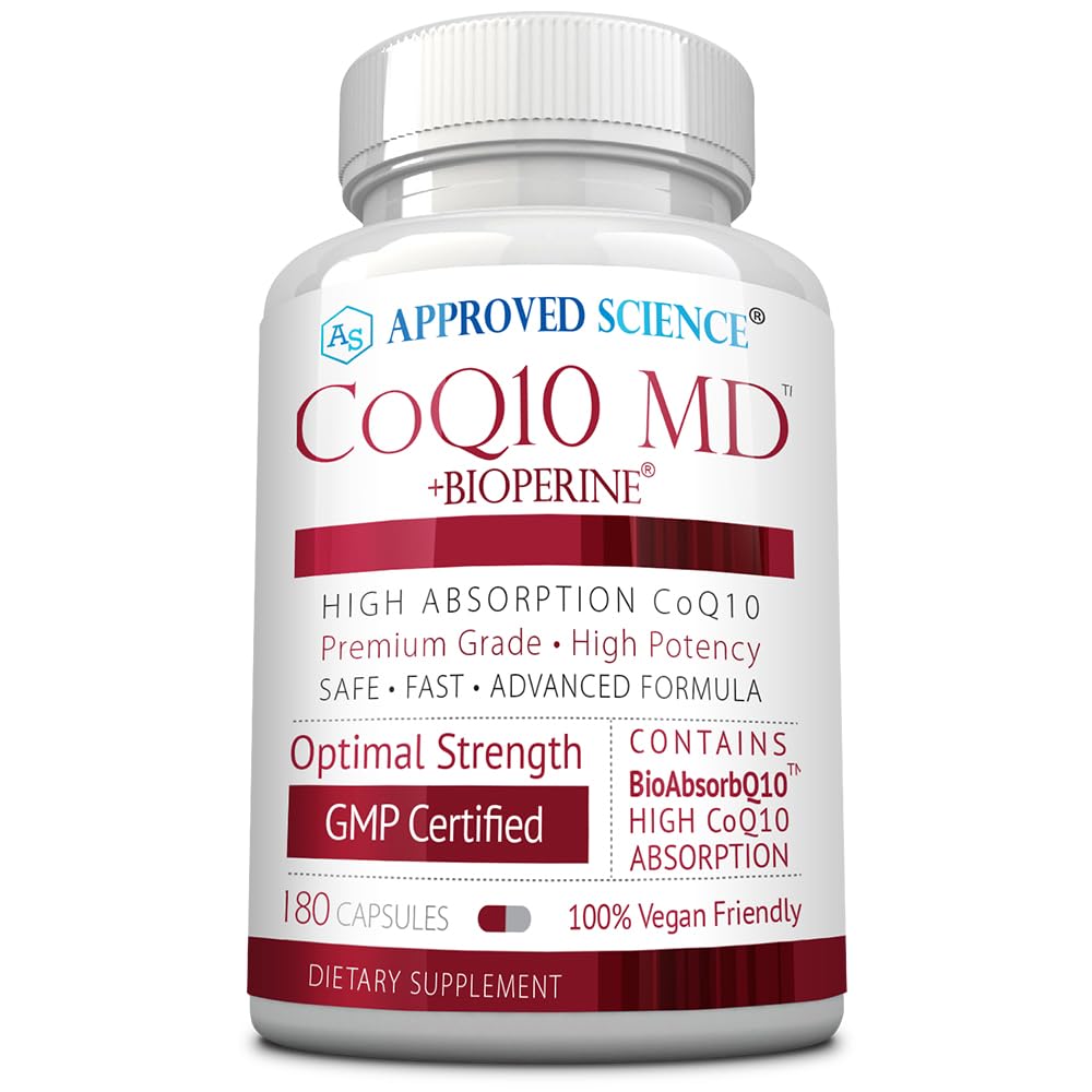 Schválená věda ® CoQ10 MD - Extra síla 300mg čisté CoQ10 s bioperine ® pro rychlejší absorpci - Optimální podpora - 3 měsíční dodávka
