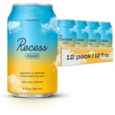 Recess Mood Magnesium & Adaptogen Drink, Relaxační nápoje, 12 Ounce (Tropické Bliss, 12 Pack)
