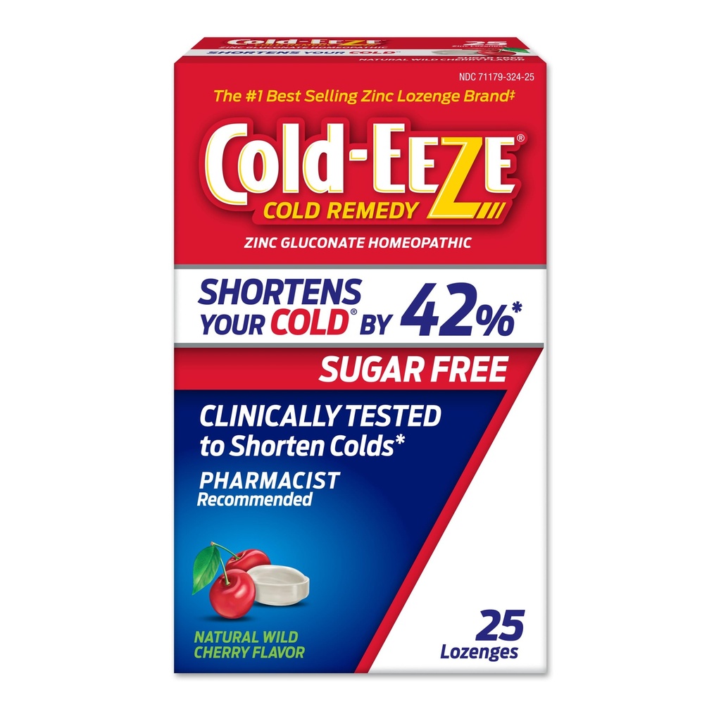 Cold-Eeze Sugar- Free, Přírodní Wild Cherry zink Lozenges, Homeopatické studené remedy, zkracuje nachlazení, Sore Throat, kašel, zácpa a post Nasal Drip, 25 Ct