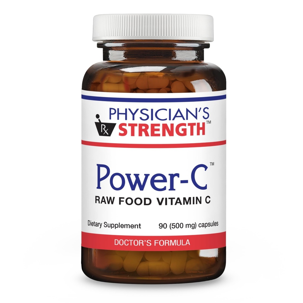 Síla lékaře Power-C - 90 Kapsle - Syrové potraviny Vitamin C + Flavonoidy z Camu Camu, Acerola Cherry, Rhus coriaria & Rose Hip - Kosher - 30 Služební