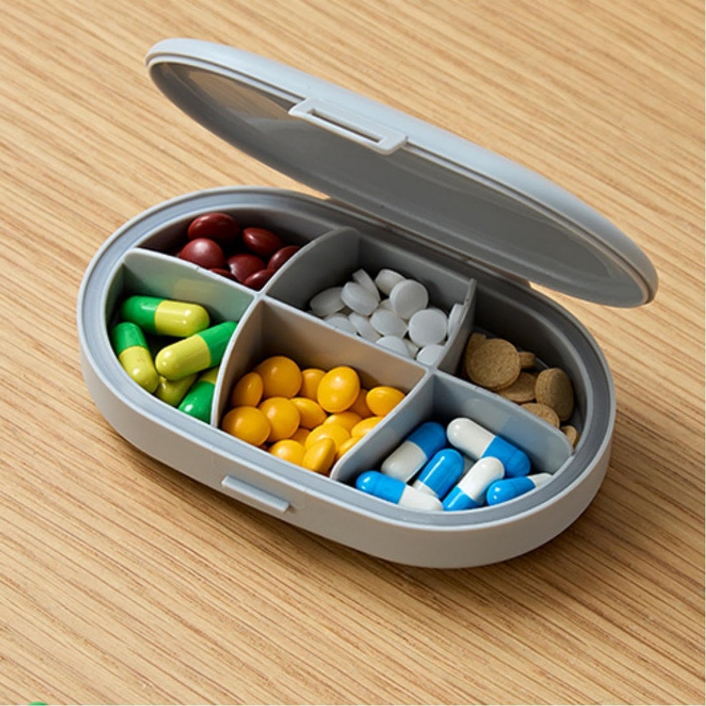 6 Kompozitní Pill Box, Moisture Proof Pill Pouzdro, Cestovní Pill Organizátor pro kapesní kabelku, Denní přenosné léky Vitamin Box, Fish Oil Box, Pill Organizátoři