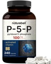 NatureBell P5P Vitamin B6 100mg per Serving, 240 Kapsle 124; Aktivované Pyridoxal 5 Fosfátové doplňky - Esenciální B vitaminy pro mozek a paměť zdraví - Non- GMO