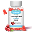 L- methylfolát 15mg & methyl B12 Gummies, Folát dodatek pro zdraví mozku, nálada a imunita, DNA Syntéza & opravy, cukr zdarma, Vegan, brusinkové ochucené, 60 Počet