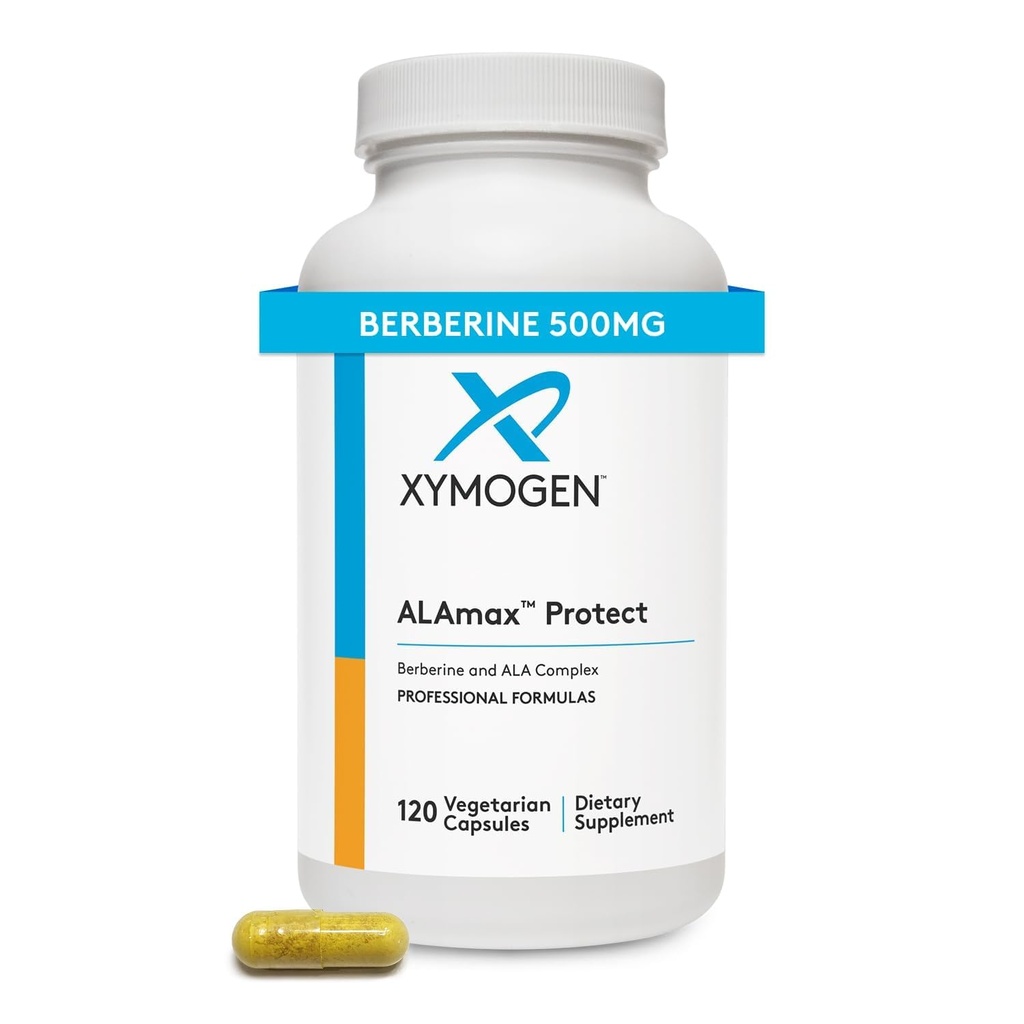 XYMOGEN ALAmax Protect - Berberine and ALA Supplement Complex - Alfa- Lipoová kyselina s Berberine HCI + Biotin na podporu kardiovaskulárního zdraví (120 Kapsle)