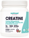 Nutricost Creatine Monohydrát Prášek pro ženy, Mikronizované, Jahodová limonade, 100 Služebníků - Vegetariánské, Non- GMO, gluten zdarma