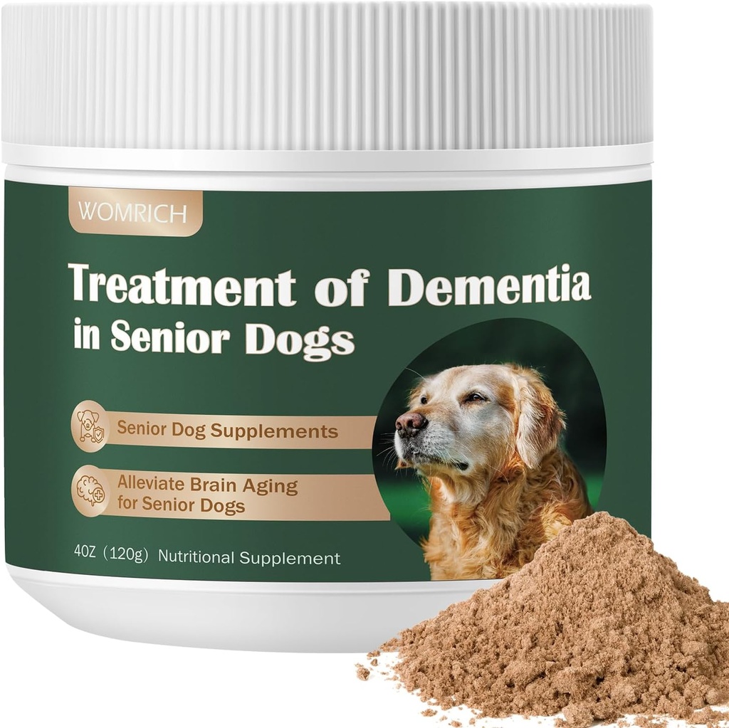 Senior Dog Doplňky Demence Doplněk Houba Prášek pro psy 120g Computer 124; Kognitivní dodatek pro psy Adresy se ztrácí, sociální stažení 124; Psí Cognitive dysfunkce