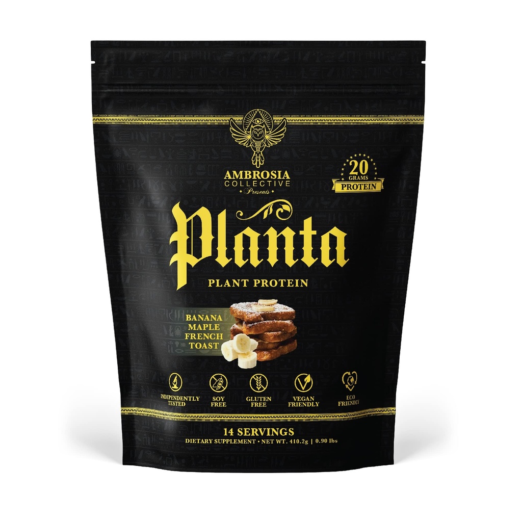 Ambrosia Planta - Premium Plant- Based Protein 124; Vegan & Keto Friendly Appen124; Gourmet Flavors with No Floating or Stomach Upset Appen124; No Added Cukr 124; 14 Servings Appen124; (Banana Maple)