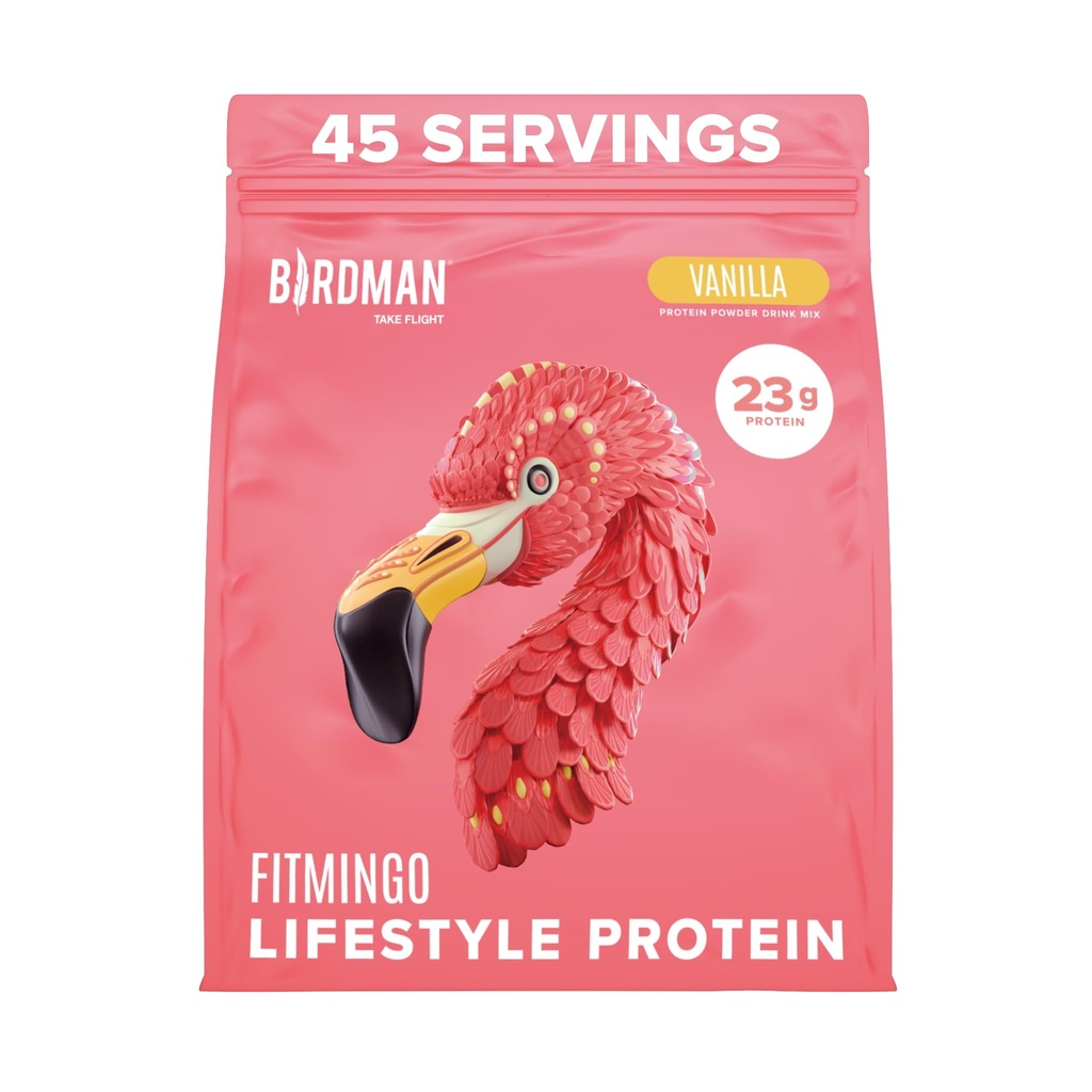 BIRDMAN Fitmingo Vegan Protein Powder with Inositol, Collagen Boosters, Hyaluronic Acid and Vitamins Agricultural 124; Low Carb, Dairy Free, Low Calorie Agricultural 124; 23g Plant Based Blueberry Protein Powder with Myo- Inositol