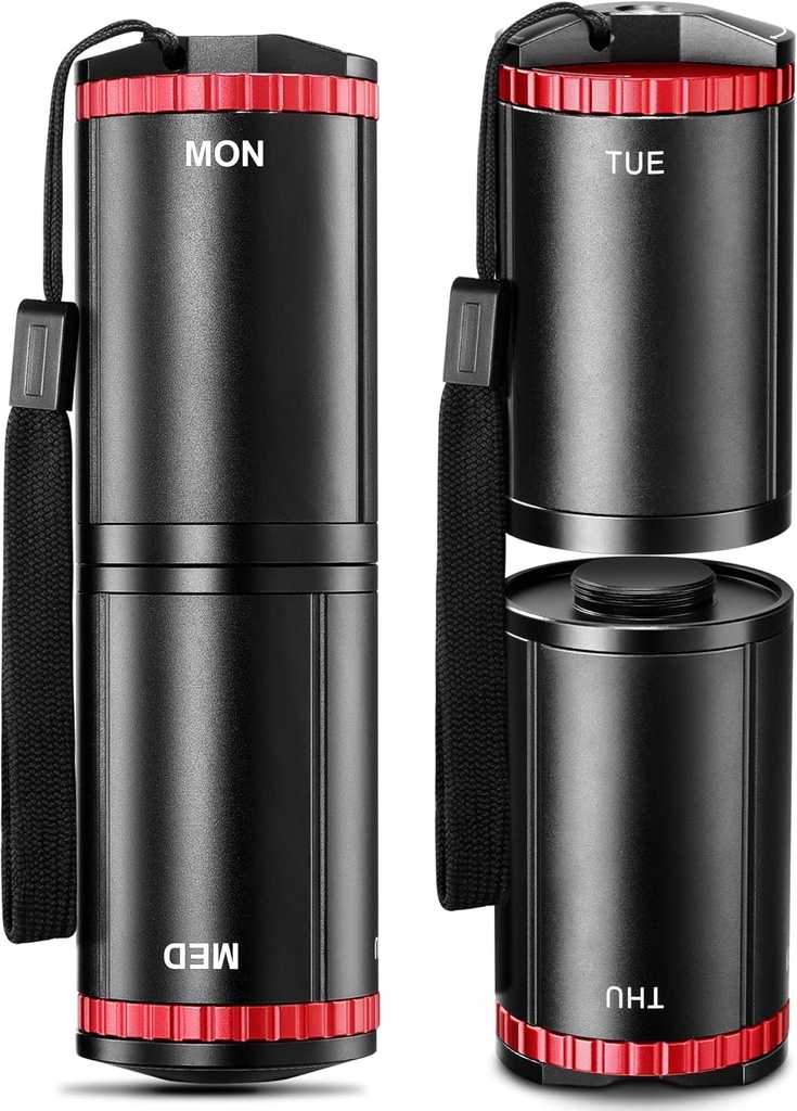 Zannaki Metal Travel Pill Organizátor, Přenosný EDC Artritis Friendly Týdenní Pill Box, Velký Pill Pouzdro Kontejner, BPA Volný 7 Daily Medicine Organizátor Držák pro vitamín, Rybí olej, Dodatek