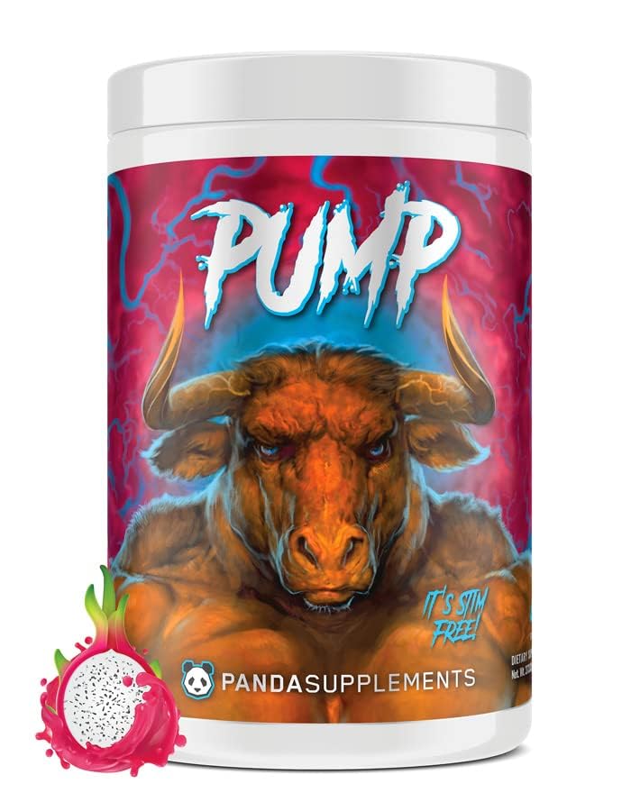 Underground Bio Labs Panda Supps Pump, Pre-Workout, No-Clump Formule w / 10G L-Citrulline Malate, Alpha GPC, Lions Mane, CognatiQ ™, VasoDrive-AP ® 40 Scoops (Rainbow Dragonfruit)