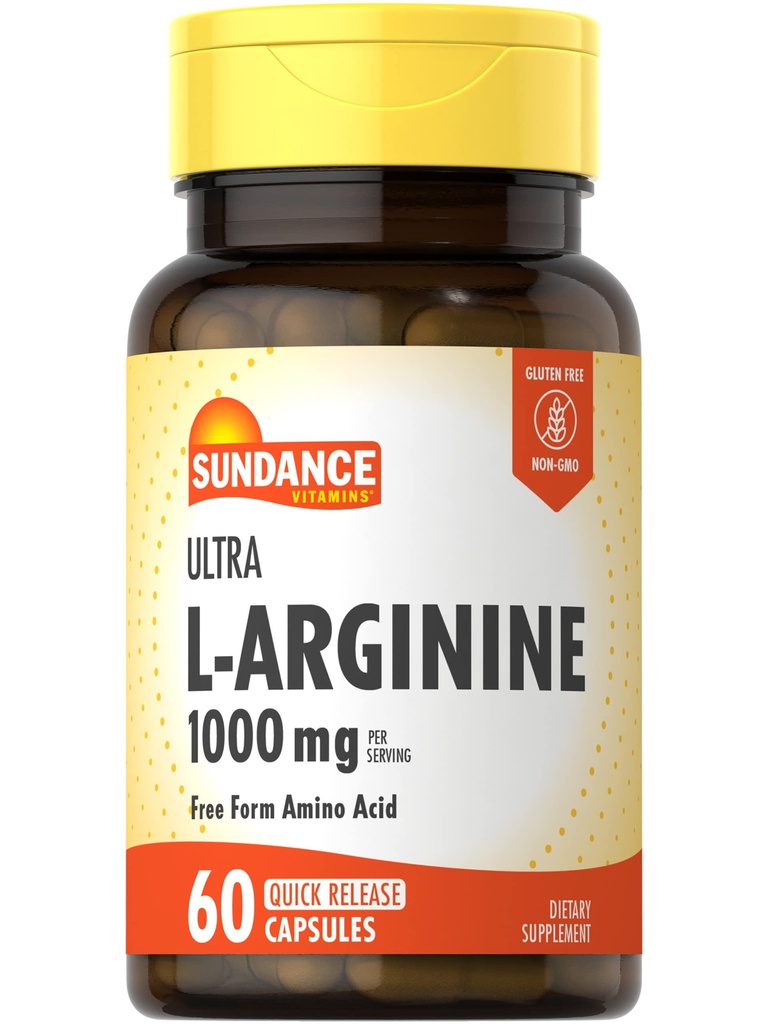 Sundance L- Arginin 1000mg Kapsle 124; 60 Počet 124; Volný formulář Amino Acid dodatek 124; Non- GMO a gluten zdarma dodatek