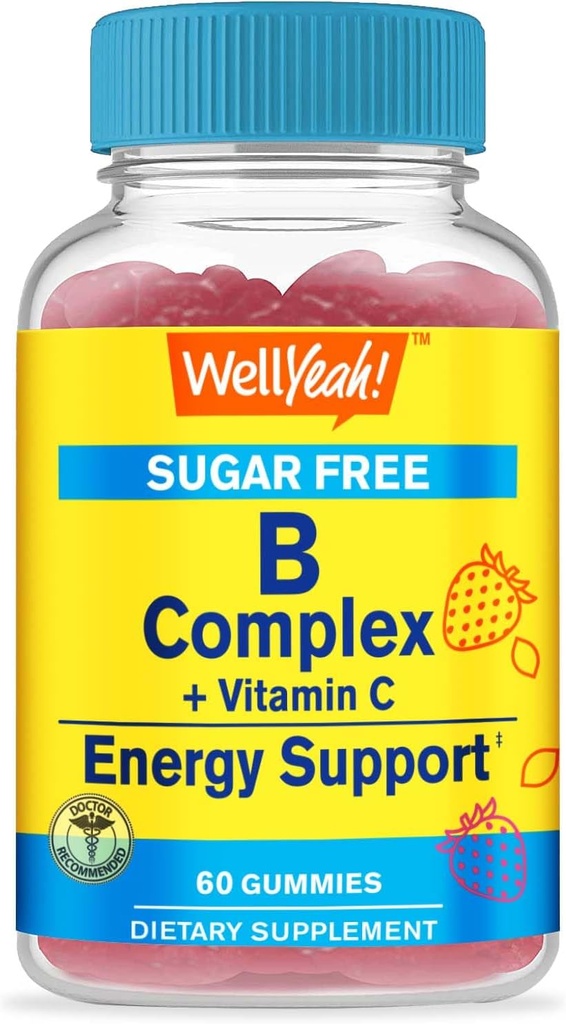 WellYeah vitamin B komplex cukru zdarma gumy 124; s vitaminem C, kyselina listová 124; Imunitní a energetická podpora 124; Jahodové aroma 124; 60 Počet