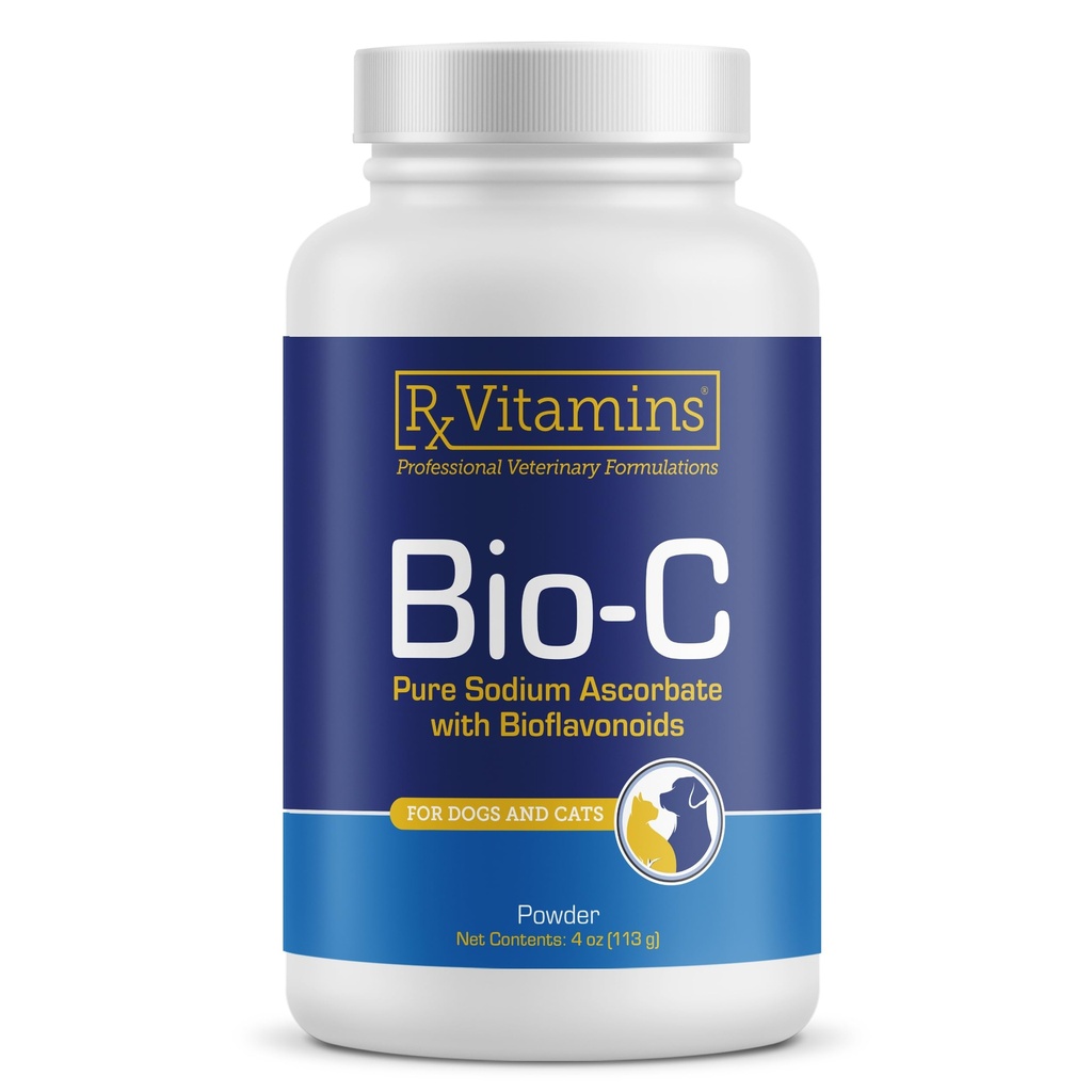 Rx Vitamíny Bio-C - Vitamin C pro psy a kočky - s citrónovými bioflavonoidy pro alergickou pomoc - Imunitní podpůrný dodatek - Podporuje zdravý plášť a kůži - Společný dodatek - 4 oz