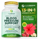 PurePremium krevní tlak doplňky s Hawthorn Berry, Hibiscus, Česnek a vitamín B12 - Oxid dusnatý dodatek pro normální srdeční zdraví, oběhové zdraví a krevní tlak podpora - 180ct