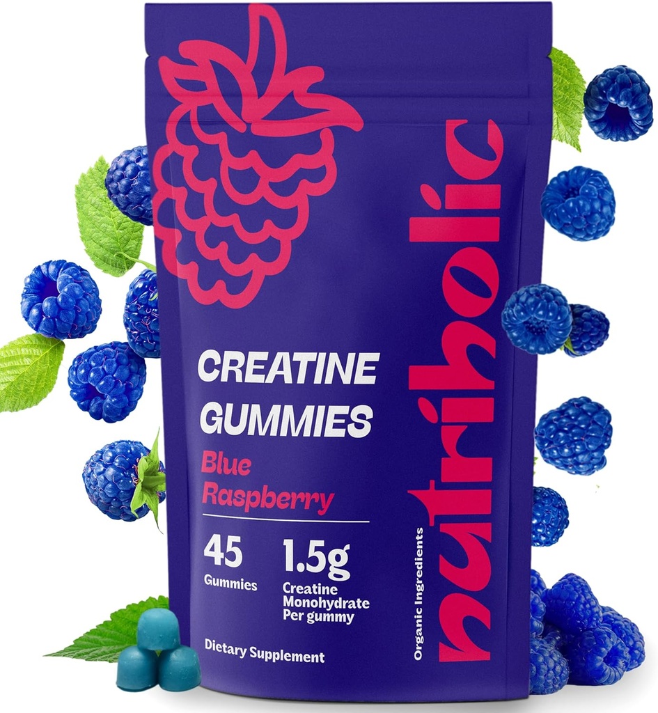 Tvorba monohydrátové žvýkačky pro muže a ženy - Snadno digest, Vegan, gluten- Free, Non-GMO, 1,5g Creatine per Gummy - 45ct (45 hrabě, modrá Raspberry)