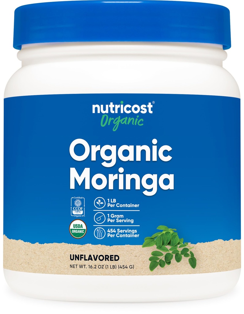 Nutricost Organic Moringa Powder 1LB (16oz) - Gluten Free, Non- GMO, Vegetarian Friendly