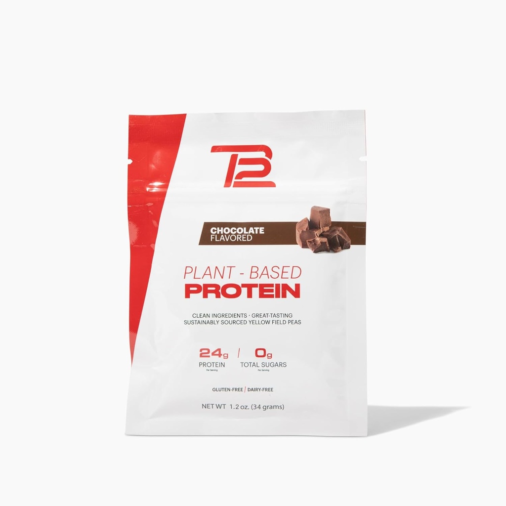 TB12 Plant Based Protein Powder by Tom Brady, 24g Vegan Pea Protein, Nízký cukr, Nízký karb, Non- GMO, Jídelní náhrada, Keto Friendly, Paleo, Cukr zdarma, Čokoláda Flavor (1.12 Ounce / 12 Pack)