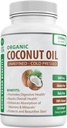 Organic Coconut Oil Kapsle 2000mg - 100% Extra Virgin, Studený tlak na zdravou pleť, Extra růst vlasů, péče o nehty, Mozkový Booster - 120 Softgels - Nerafinované čisté a jiné GMO pilulky - Bohaté na MCT