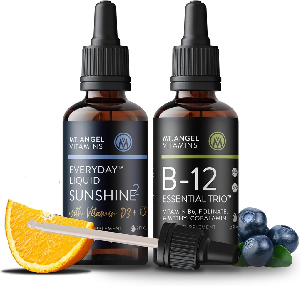 Mt. Angel Vitamíny B12 Essential Trio + Everyday Liquid Sunshine2 D3 + K2