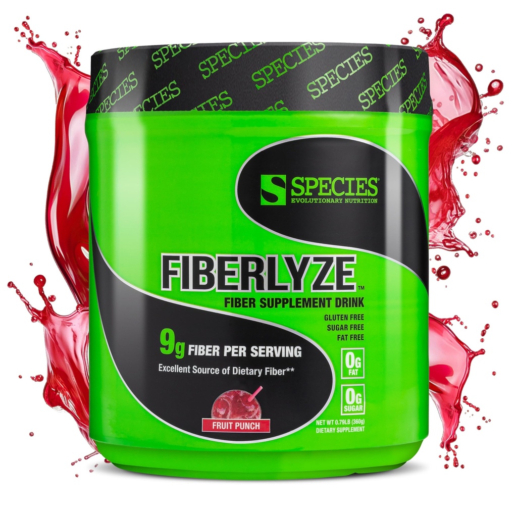 Druhy Nutrition Fiberlyze Fiber Supplement, Psyllium based Soluble & Nerozpustný Fiber Powder for Health Colon, Digestive Functions (Ovocný punč, 30 Služeb)