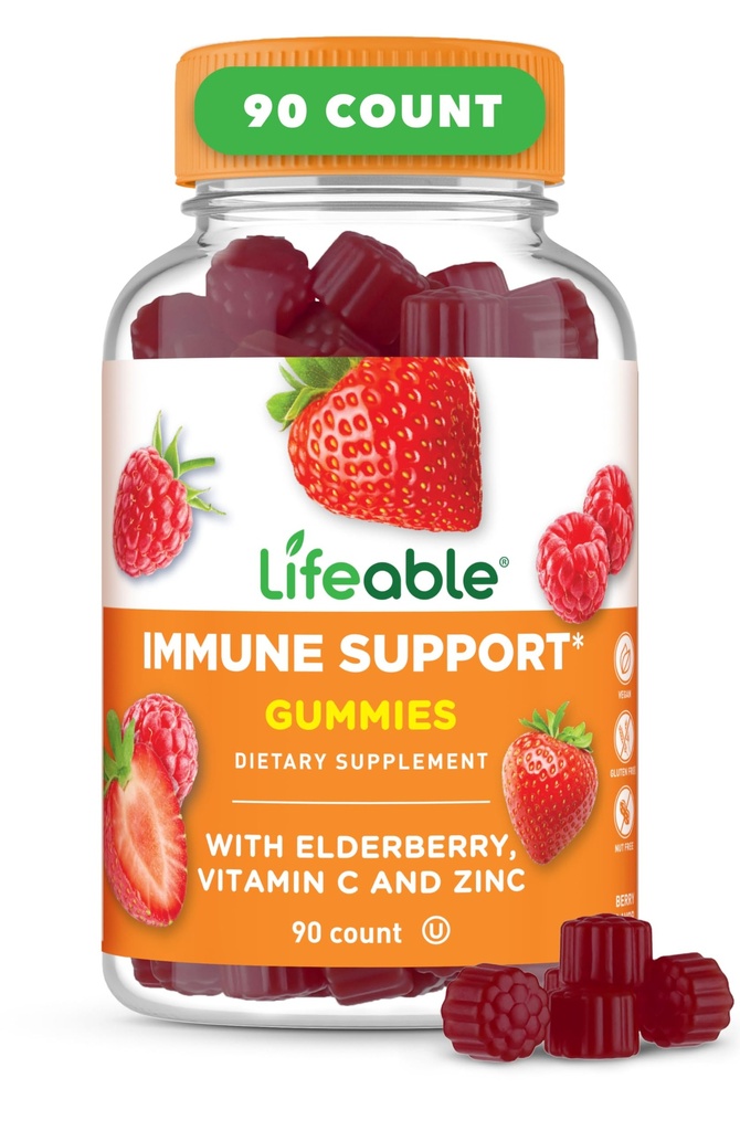 Živé imunní podpůrné gumy pro dospělé 124; Elderberry Vitamin C a zink 124; Velký Ochutnávání Elderberry Imunní Supplement Gummies 124; Imunity Gummies pro dospělé, Muži, Ženy 124; 90 Gumy
