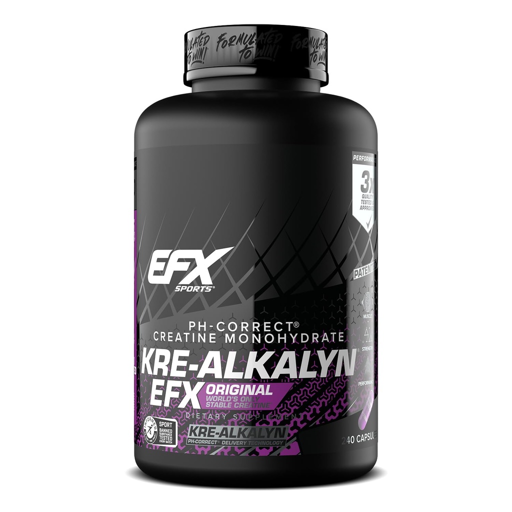 EFX Sports Kre-Alkalyn EFX 124; pH Správný Creatin Monohydrát pilulka dodatek 124; Síla, růst svalů a výkon 124; 120 Služení, 240 Kapsle