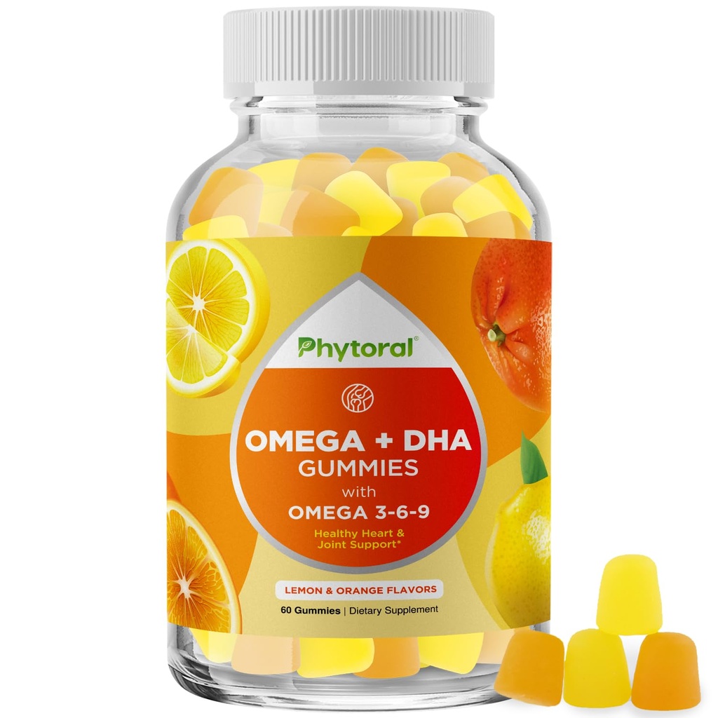 DHA Omega 3 Gummie pro dospělé - Delicious Flaxseed for Brain Omega 3 6 9 Dodatek pro zánět, energii a inzulín - Vegetariánské esenciální mastné přísady pro imunitní podporu - 60 Počet
