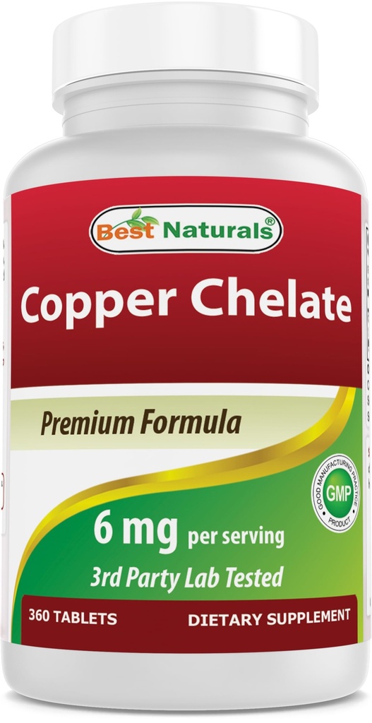 Nejlepší Naturals Copper Chelate 6 mg na porce- 360 tablet