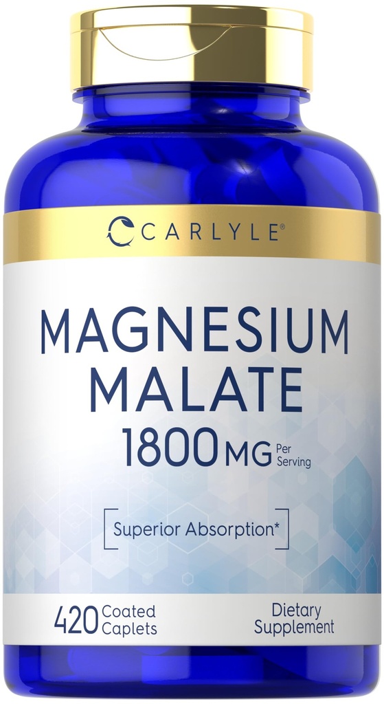 Carlyle Magnesium Malate 124; 1800mg Obal 124; 420 Obalené Kaplety 124; Vegetarian, Non- GMO, gluten zdarma dodatek
