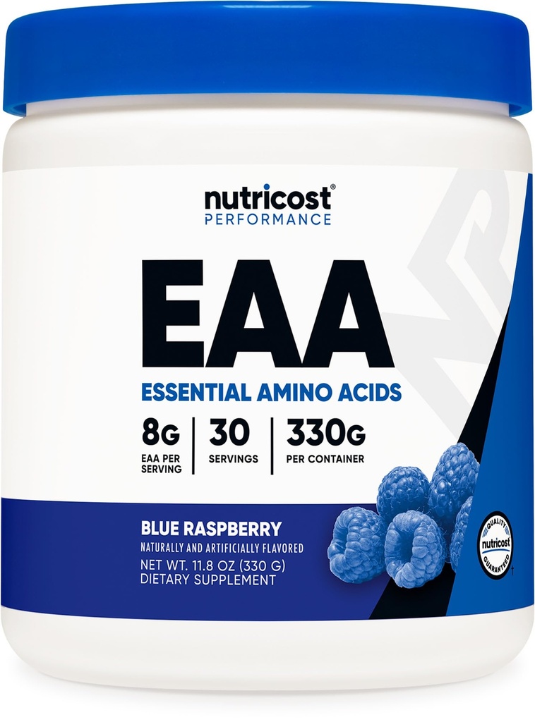 Nutricost EAA Powder 30 Servings (Blue Raspberry) - esenciální aminokyseliny - non-GMO, gluten zdarma, Vegetarian Friendly