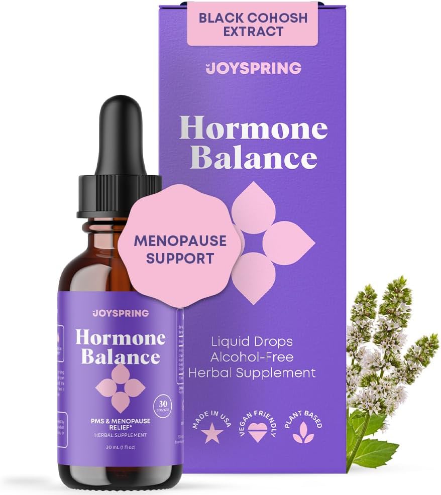 JoySpring Hormon Balance pro ženy 124; Přírodní menopauza doplňky s Black Cohosh 124; Podporuje Hot Flash Relief & PMS Relief pro menstruační bylinné podpory