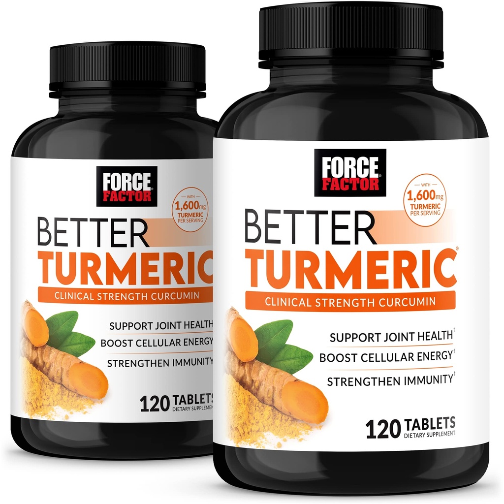 FORCE FACTOR Lepší turmerická 2- Pack společná podpora Dodatek s hydroCurc kurkumin s černým pepřem, Klinická síla Společná podpora, 240 Tablety, Bílé balení