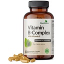 Futurebiotika Komplex vitaminu B s vitaminem C podporuje výrobu energie, nervový systém a imunitní podporu - Non- GMO, 200 Vegetariánských kapslí